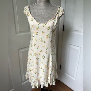 Free People Like A Lady Mini dress size Large Cream yellow citrus print